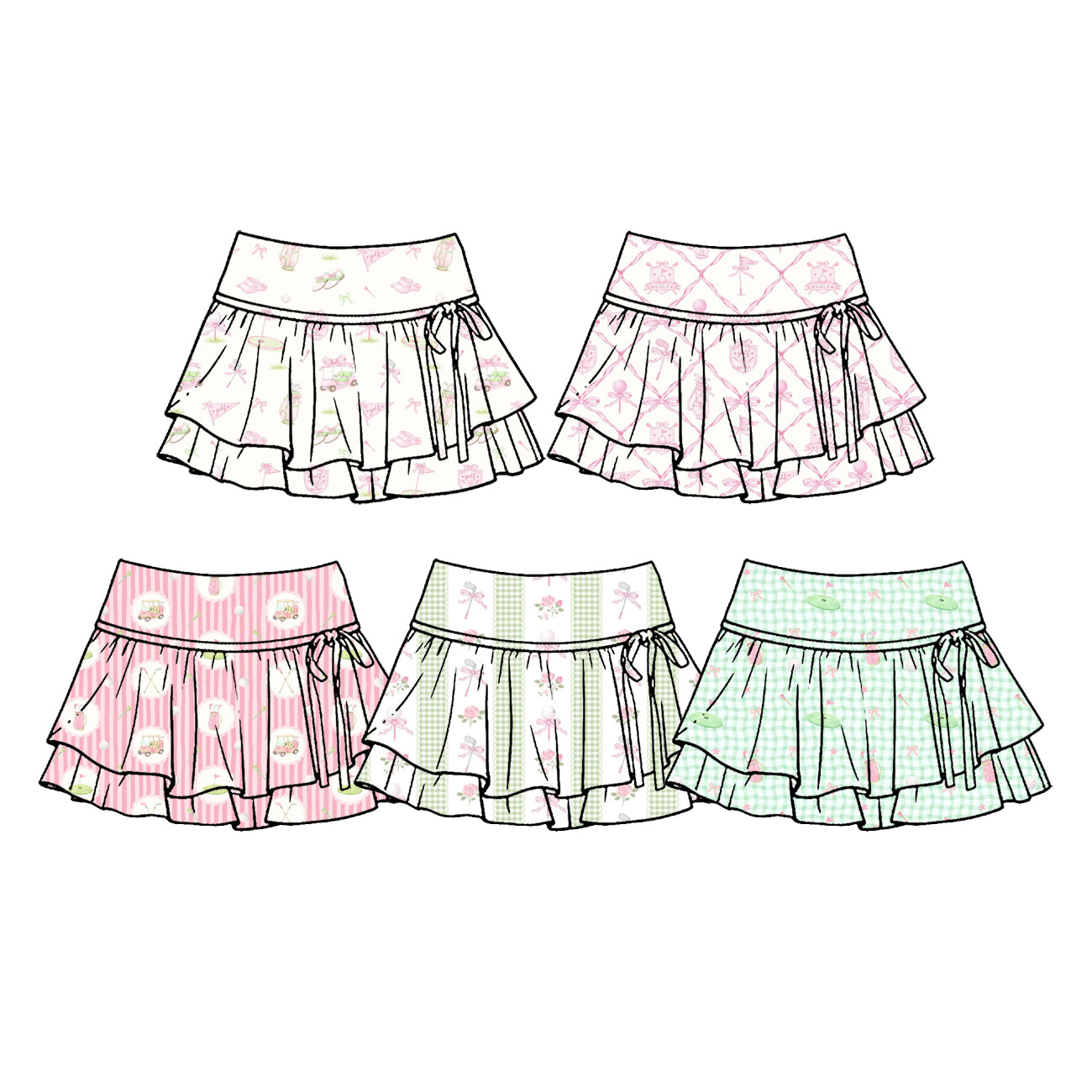 Custom moq 5 mix size Baby Skirt Print Bow Girl Skirt Summer Wear for Kids