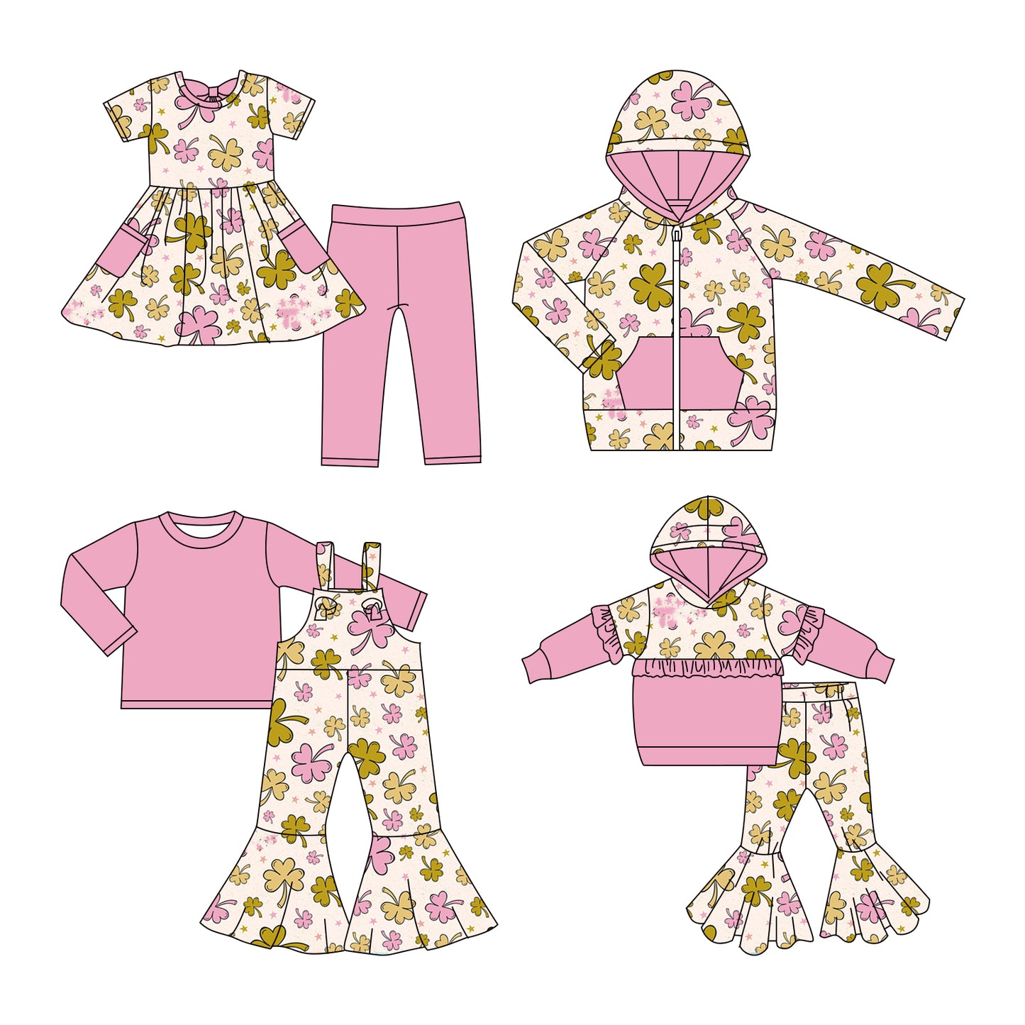 25.11.7 custom each style moq 5 eta 6-8week Sibling Sisters baby girl hooded long sleeve pants sets and top and and short pants sets and jumpsuit set match family design