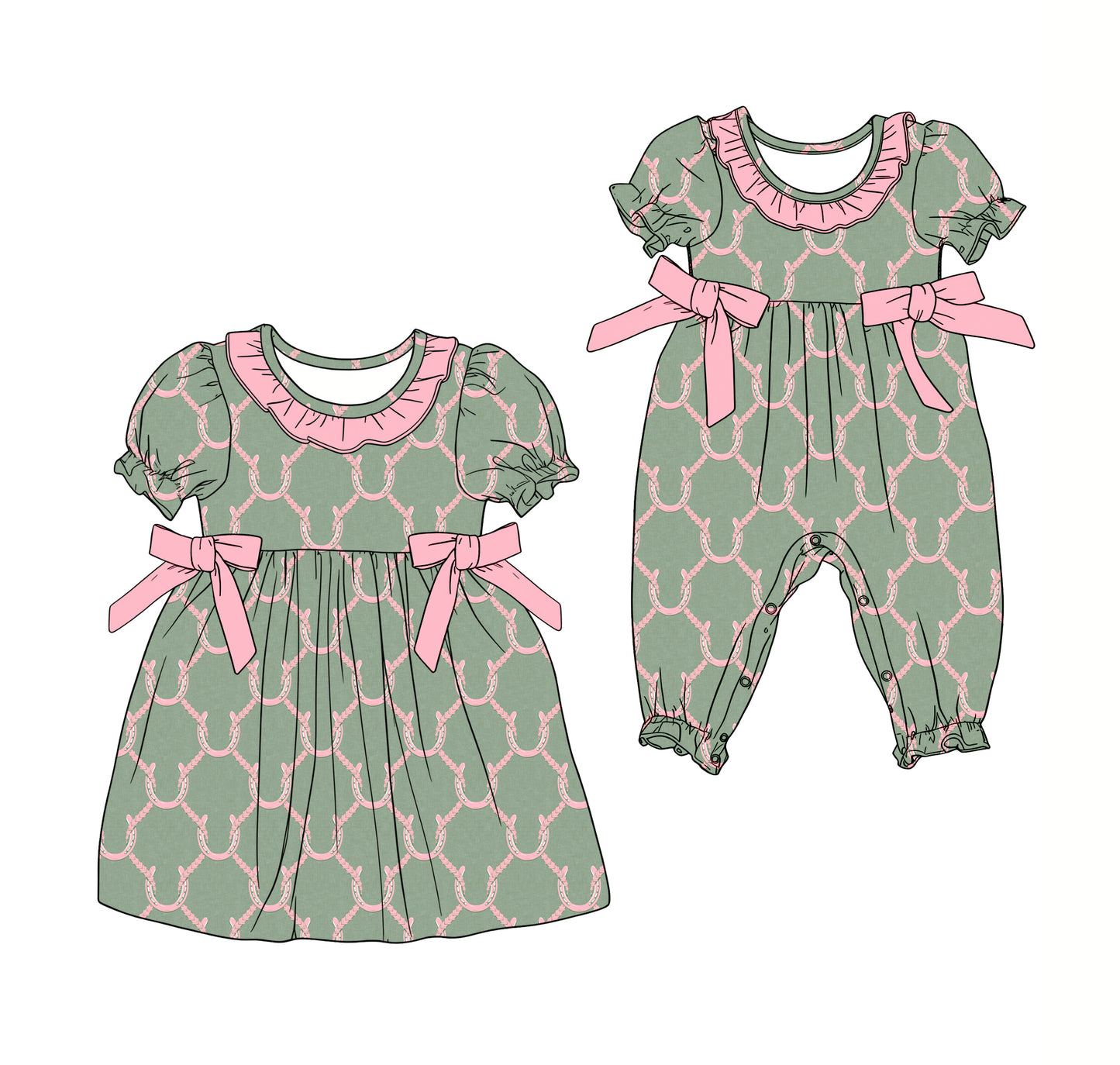 25.12.15 custom each style moq 5 eta 6-8week Sibling Sister baby short sleeve romper and dress match design
