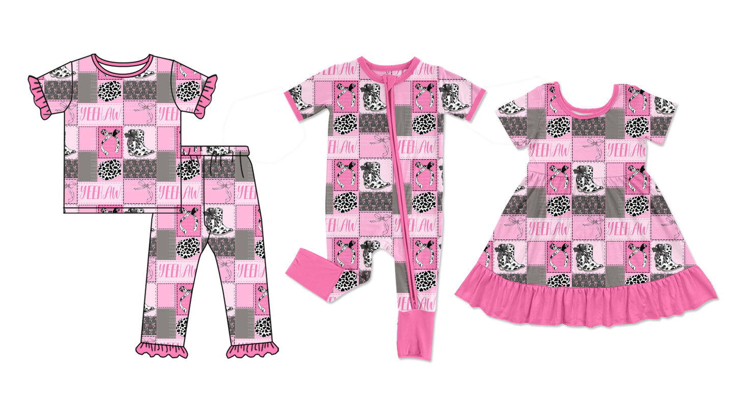 25.11.12 custom each style moq 5 eta 6-8week Sibling Sisters boot bow baby girl short sleeve pants sets and dress and rompers match family design