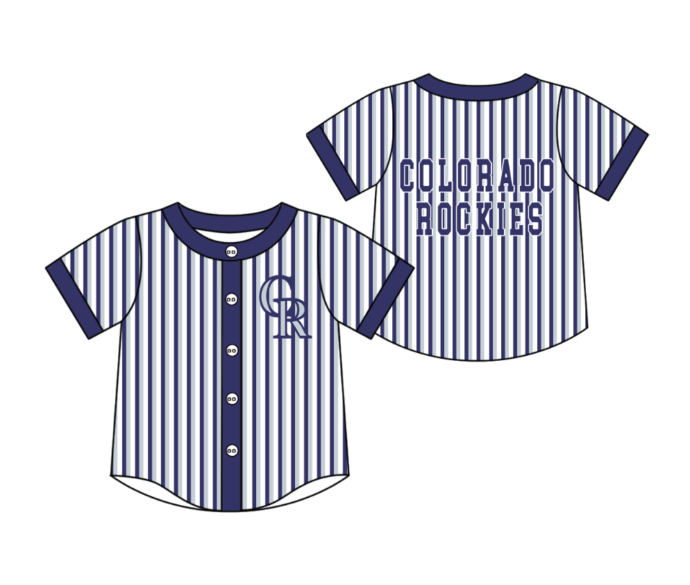 Custom moq 5 mix size milk silk summer teams Navy Blue Striped Short-Sleeved Button-Down Shirt for Baby Boy Outfit