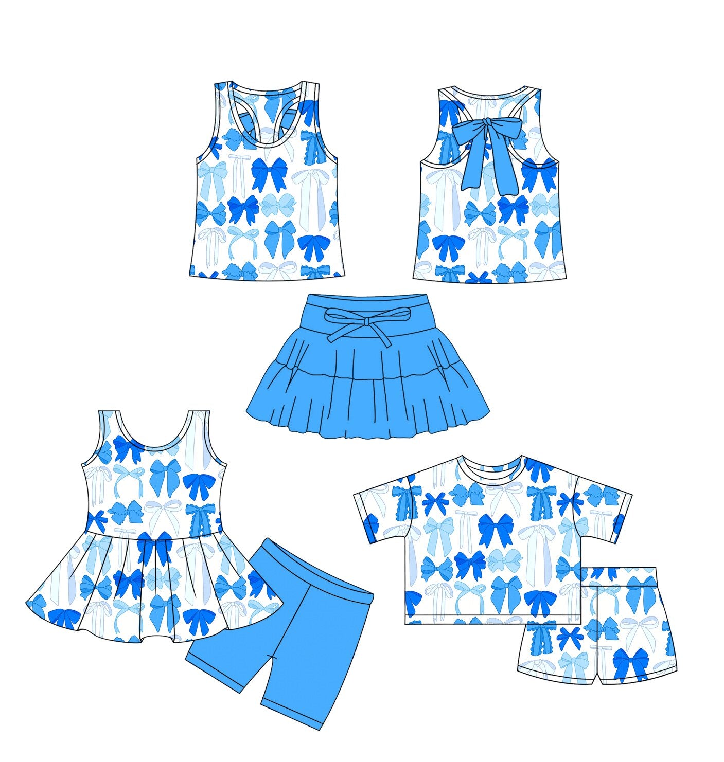 26.1.12 custom each style moq 5 eta 6-8week Sibling Sister bow baby short sleeve shorts sets 3 match design