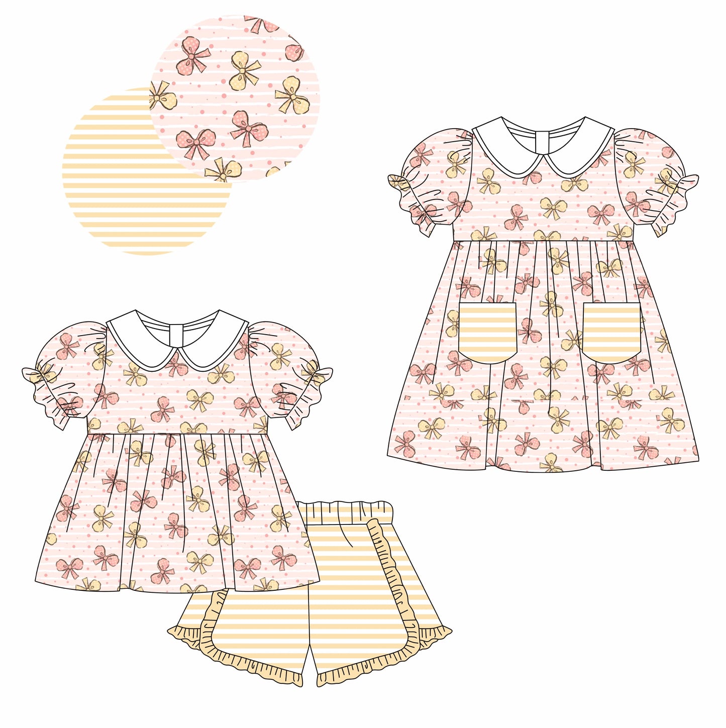 11.11 custom each style moq 5eta 4-6week Sibling Sister floral baby girl short sleeve shorts sets and dresses match design