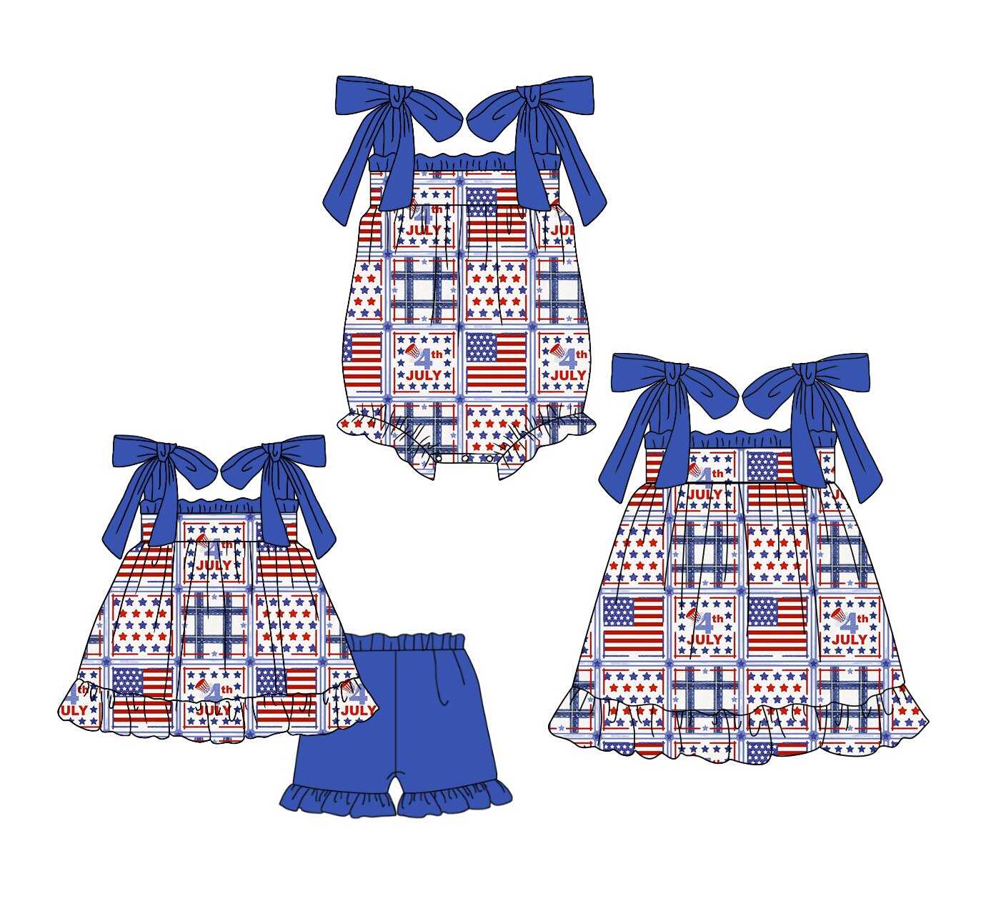 26.1.23 custom each style moq 5 eta 6-8week Sibling Sister july baby short sleeve shorts sets and romper and dress match design