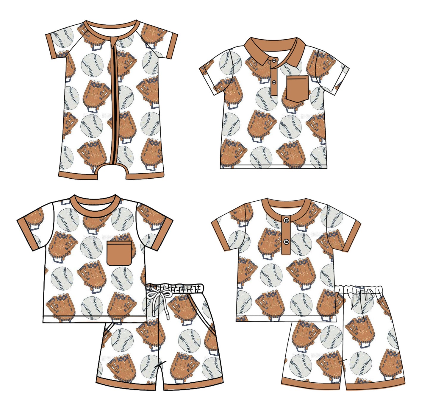 2.20 custom each style moq 5eta 4-6week Sibling Sister baseball baby girl sets 1 and sets 2 and boy rompers and top match family design