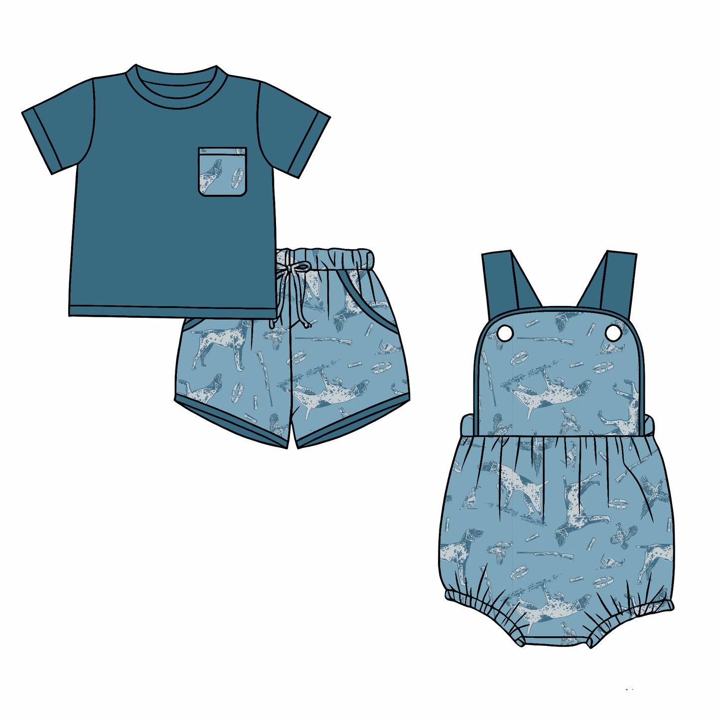 2.28 Custom moq 5 mix size Sibling Blue Baby Boys Romper Short-Sleeved Top And Shorts Set