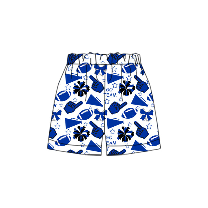 Custom moq 5 each style summer teams baby girls clothes team blue hooded long sleeve tops and short sleeve top and dress and shorts-25.6.12