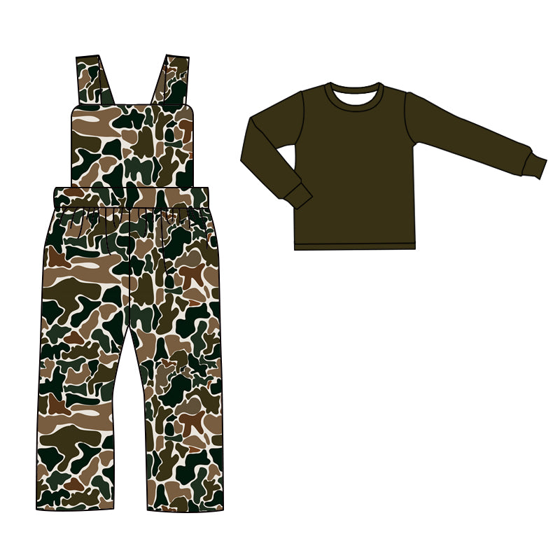 9.16 custom each style moq 5eta 4-6week baby girls clothes camouflage green long sleeve suspender jumpsuit sets