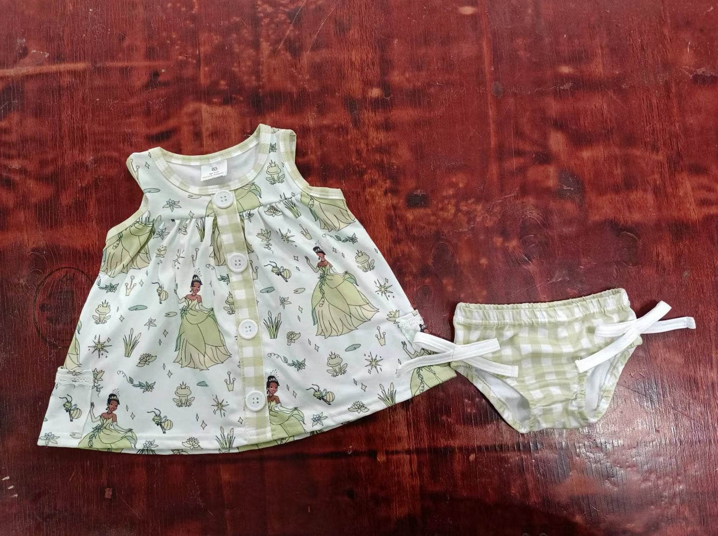 custom moq 5 eta 5weeks mix size baby girls clothes green suspender strieped Thong Set