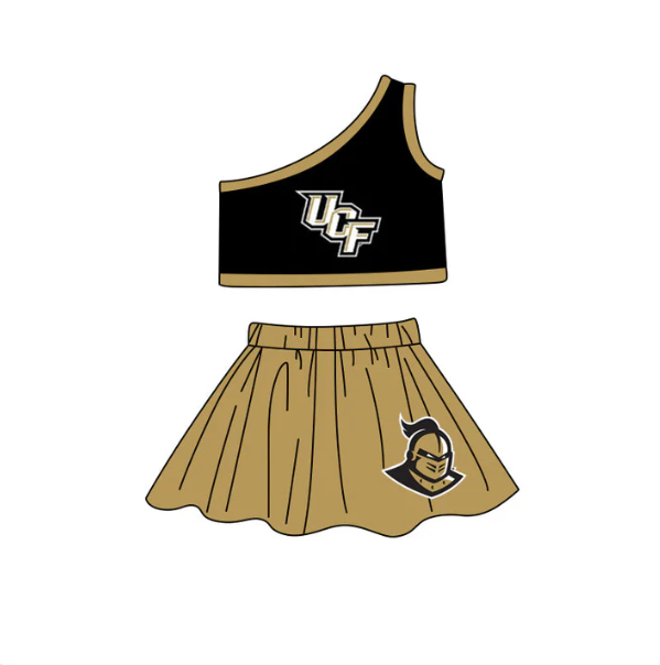 Deadline September 23custom no moq eta 6-8weeks Black off-shoulder top-khaki knight skirt suit