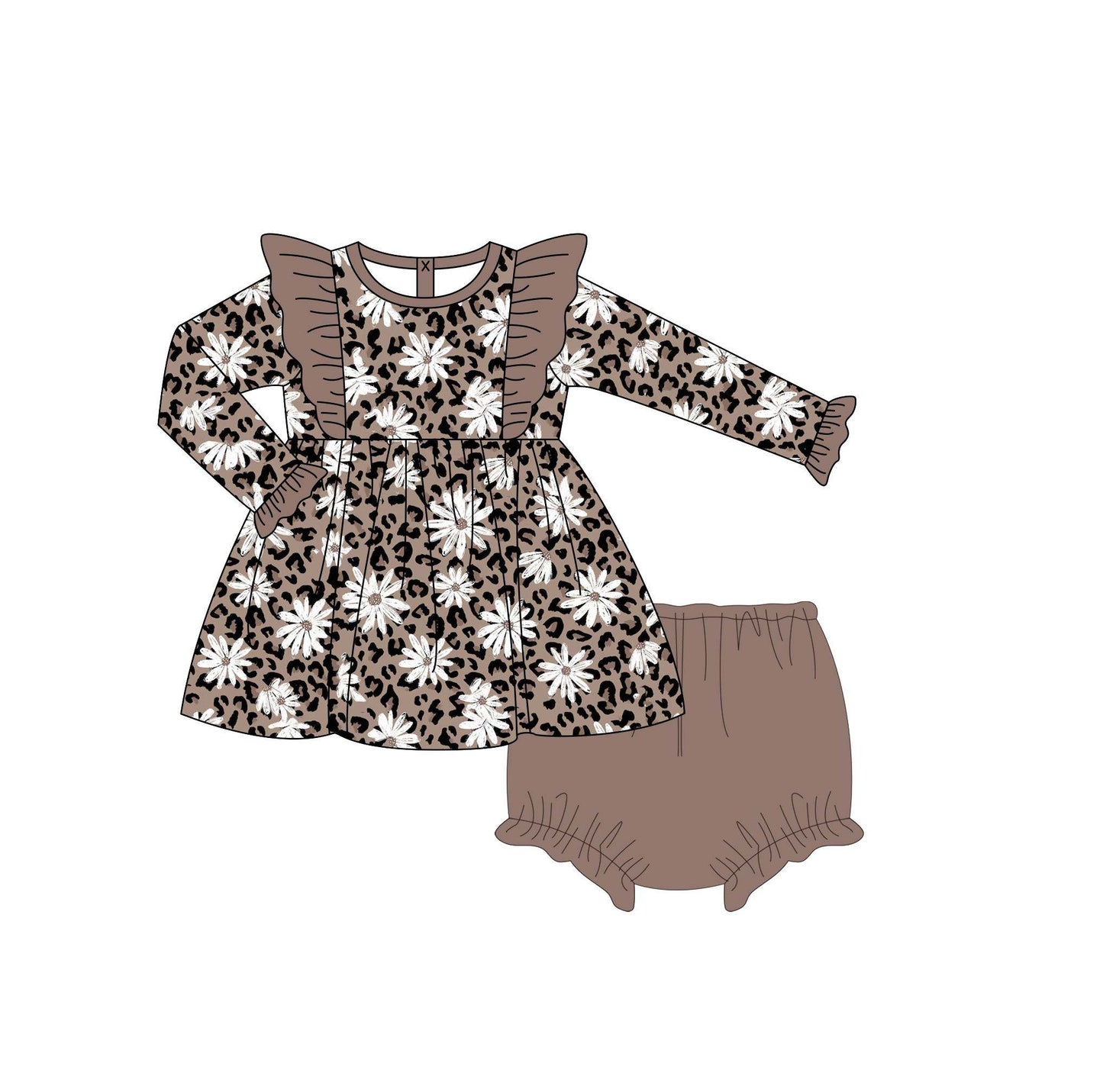 5.18custom each style moq 5eta 4-5week Sibling Sister flower print brown girls and boys outfits and baby romper and dress match family design