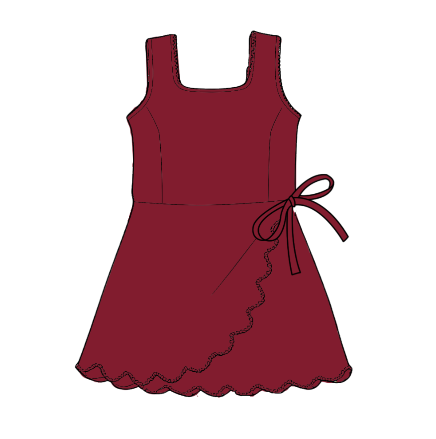 Custom moq 5 mix size milk silk summer teams Red Sleeveless Yoga Dress for Baby Girl Girls' Active Wear