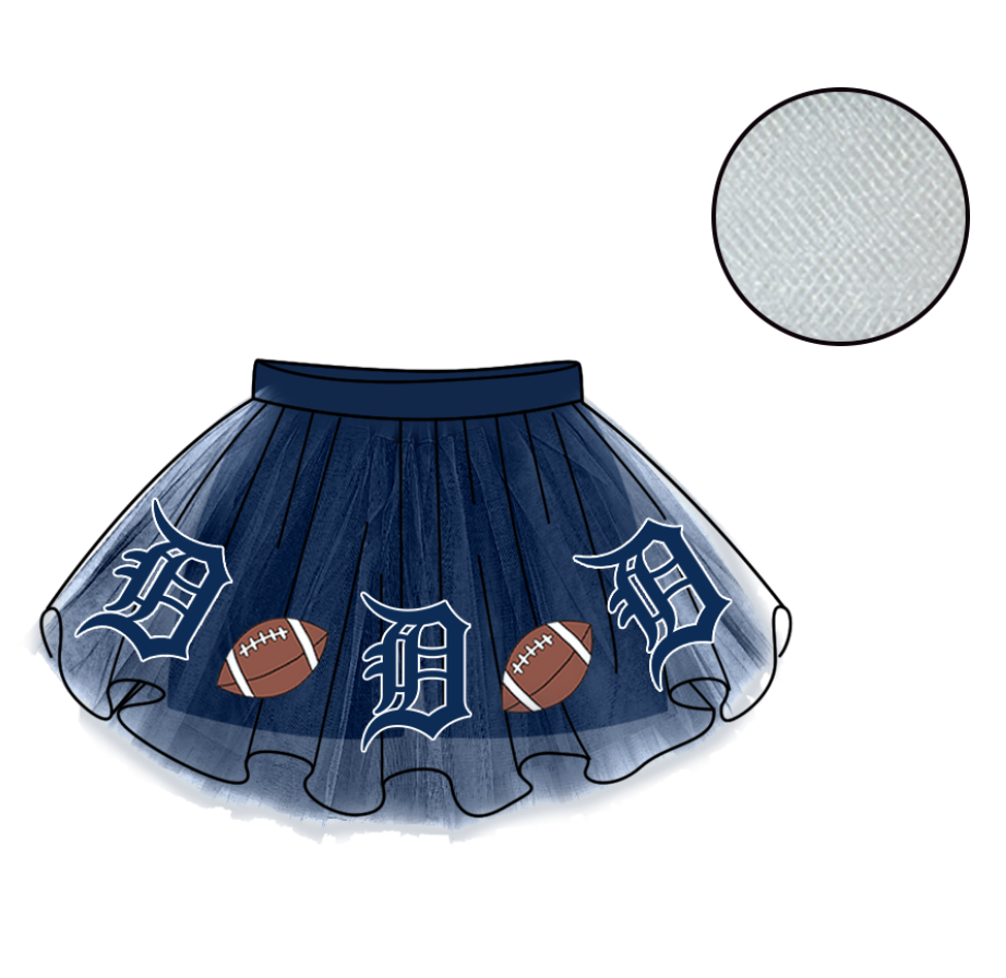 Custom moq 5 mix size milk silk summer teams Baby Girl's Navy Blue Mesh Skirt Summer Outfit Team Clothing