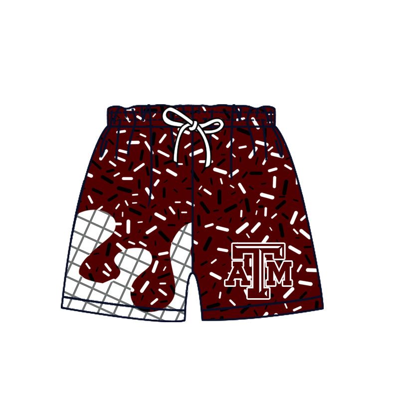 Custom moq 5 mix size milk silk summer teams Baby Camo Hooded Short Sleeve Top and Shorts Set Dark Red Ice Cream Drips Hooded Top with Matching Shorts