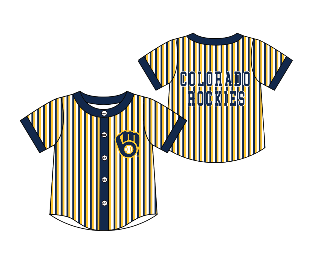 Custom moq 5 mix size milk silk summer teams Striped Navy Blue Short-Sleeved Button-Down Shirt for Baby Boy Outfit