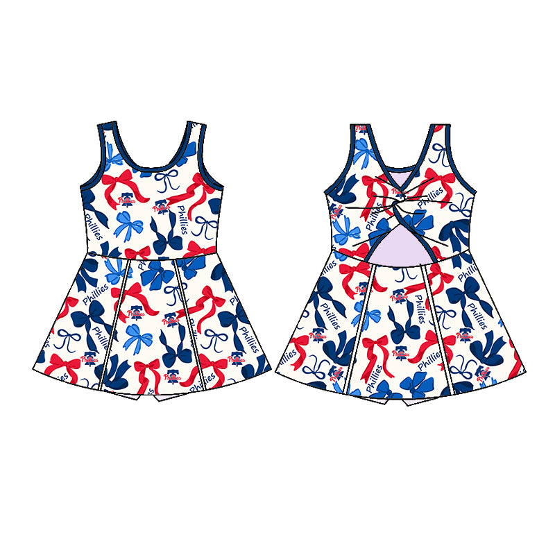 Custom moq 5 mix sizes summer teams baby girls clothes team blue short sleeve skirts shorts sets dress 1 and dress 2 and dress 3 and dress 4-25.5.17