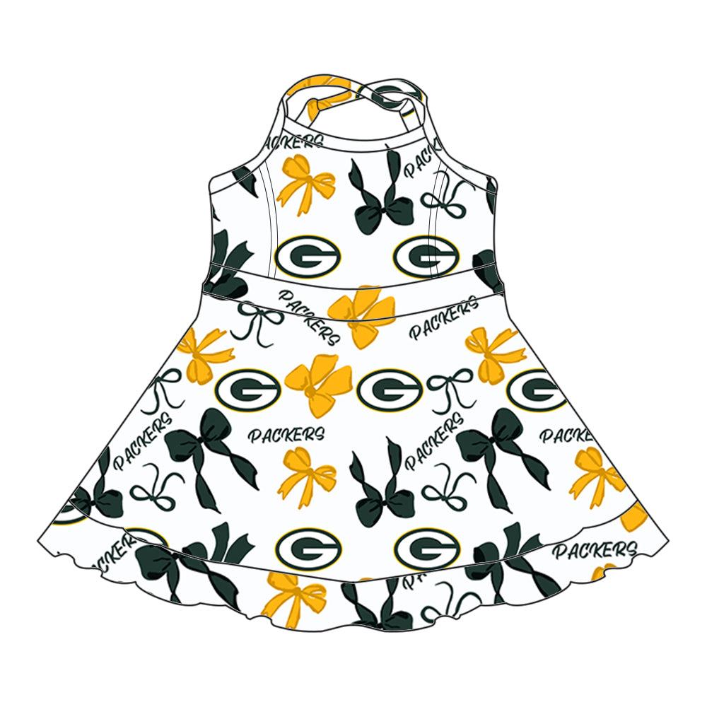 Custom moq 5 mix sizes summer teams baby girls clothes team green short sleeve skirts shorts sets dress 1 and dress 2 and dress 3 and dress 4-25.5.26