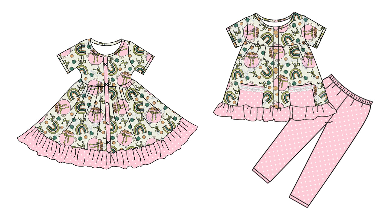 25.9.13 custom each style moq 5eta 6-8week Sibling Sisters bow baby girl short sleeve pants sets and dress match family design