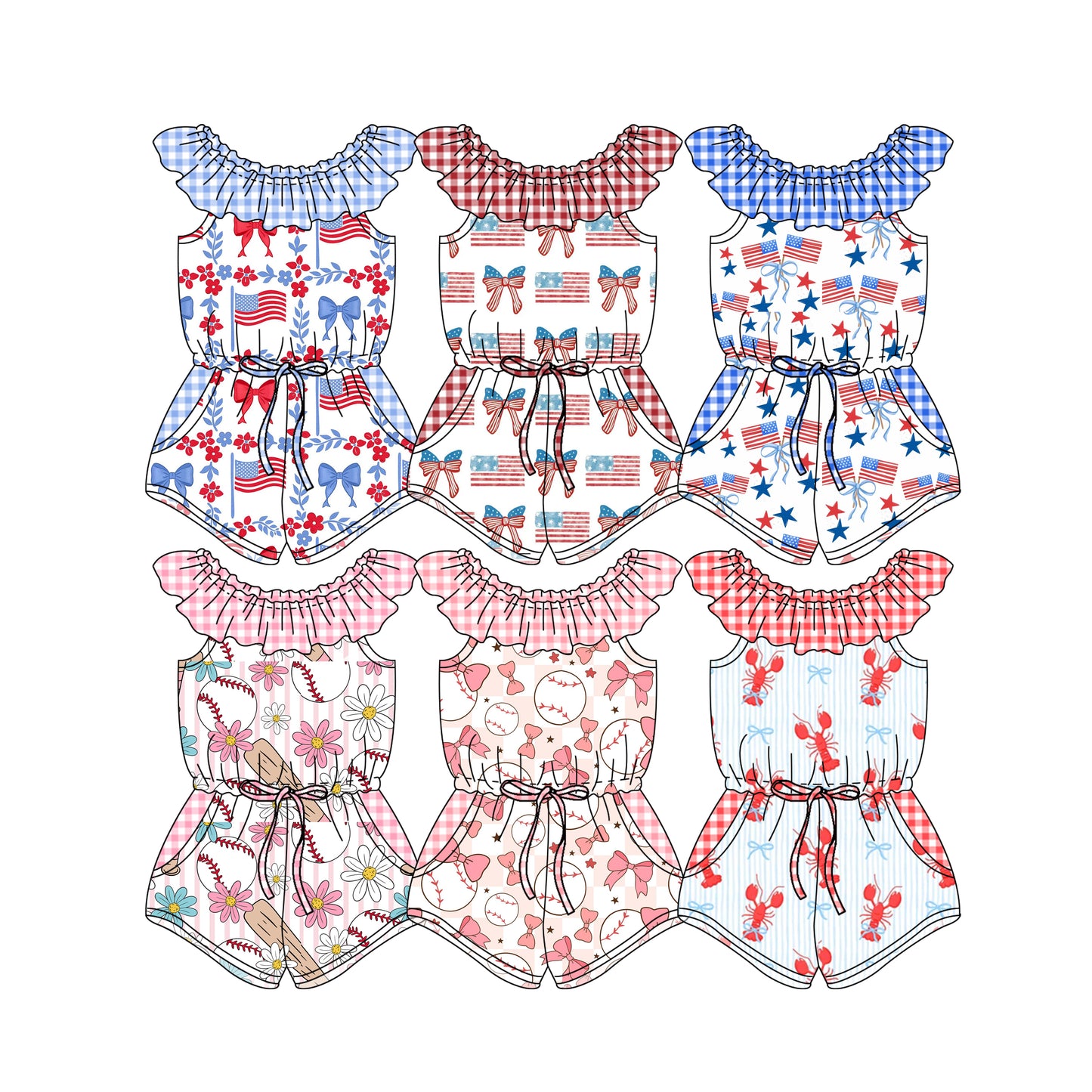 25.12.26 custom each style moq 5 eta 6-8week Sibling Sisters baby girl clothes short sleeve jumpsuits 6 match family design
