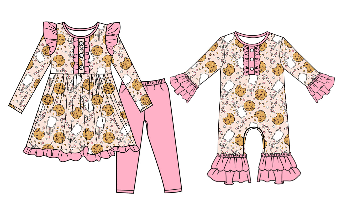 25.6.25 custom each style moq 5eta 4-6week Sibling Sisters Christmas baby girl long sleeve pants sets and rompers match family design