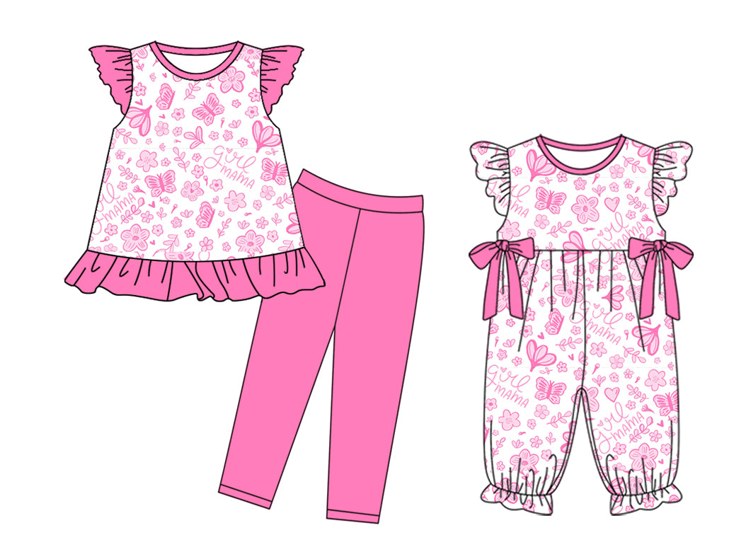 25.10.29 custom each style moq 5 eta 6-8week Sibling Sisters mama baby girl clothes short sleeve pants sets and romper match family design