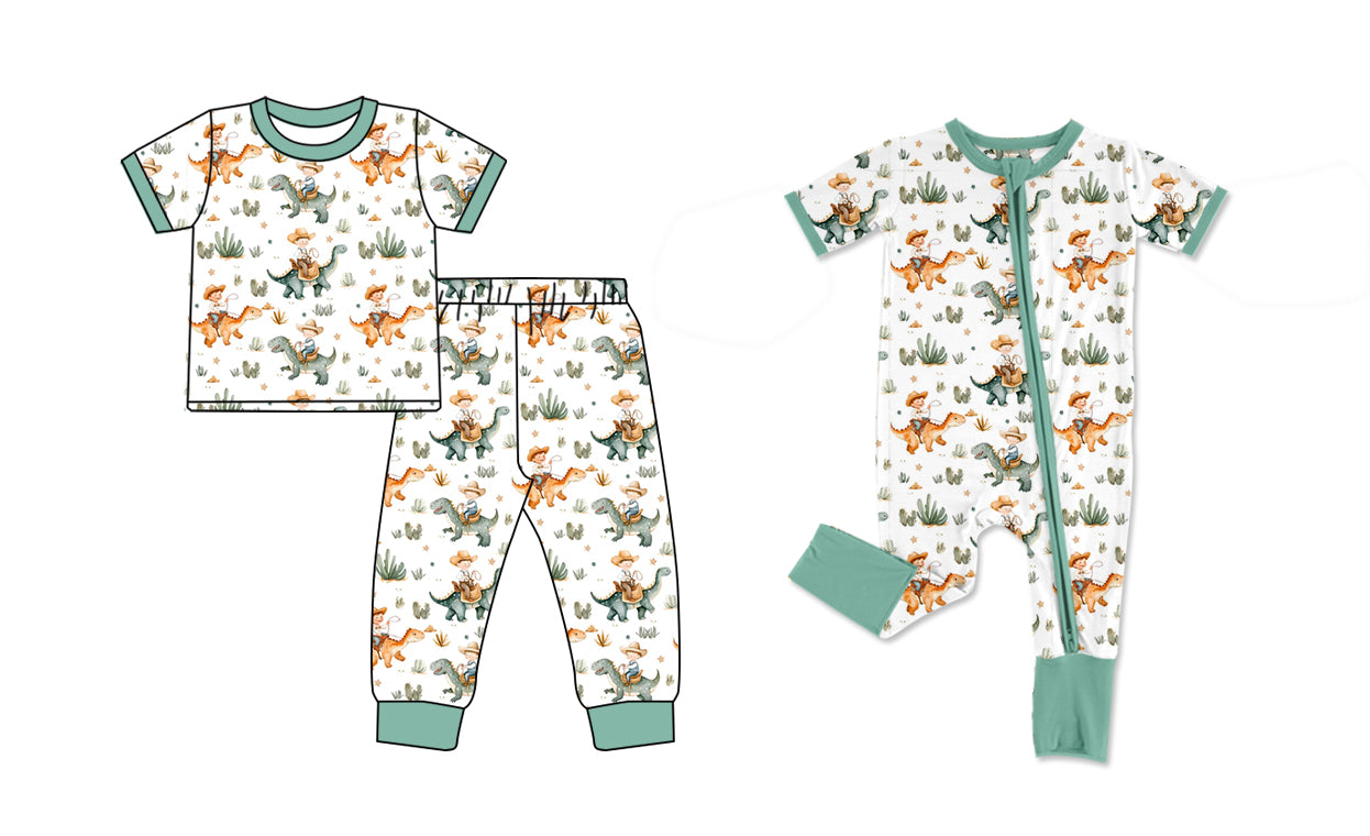 4.25 custom each style moq 5eta 4-6week Sibling Sisters dinosaur baby boy short sleeve pants sets and rompers match family design