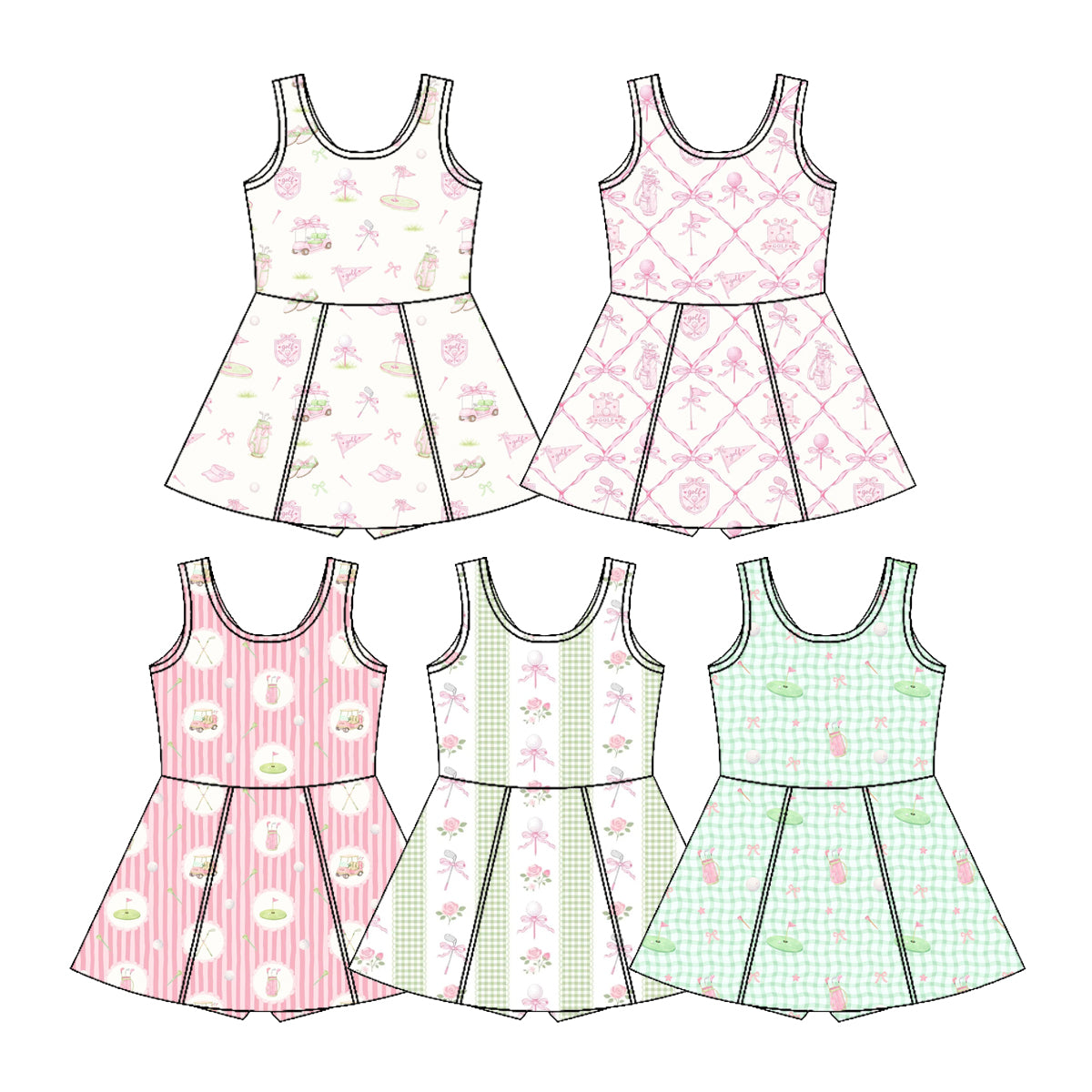Custom moq 5 mix size Baby Girl Sleeveless Printed Yoga Knee Length Dress
