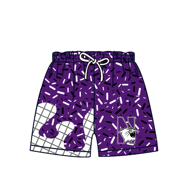 Custom moq 5 mix size milk silk summer teams Camo Hooded Short Sleeve Top Shorts Set Ice Cream Drips Purple Hooded Top with Matching Shorts For Kids