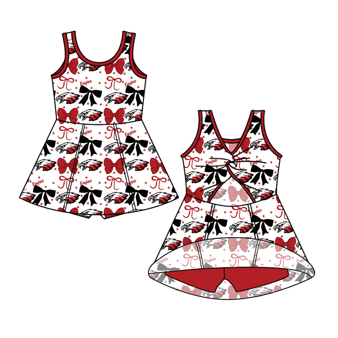 Custom moq 5 mix size milk silk baby girls clothes team red sleeveless skirts sets 1 and skirts sets 2 and dress -25.7.18