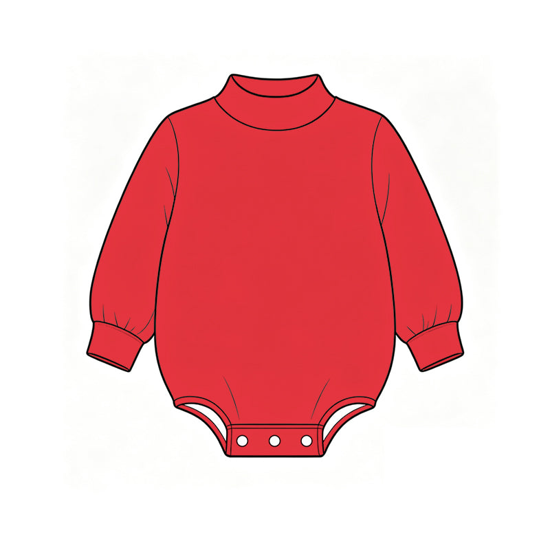 Custom moq 5 boys Blank Cotton Jumpsuit Bright Red Long-sleeve high-neck Jumpsuit