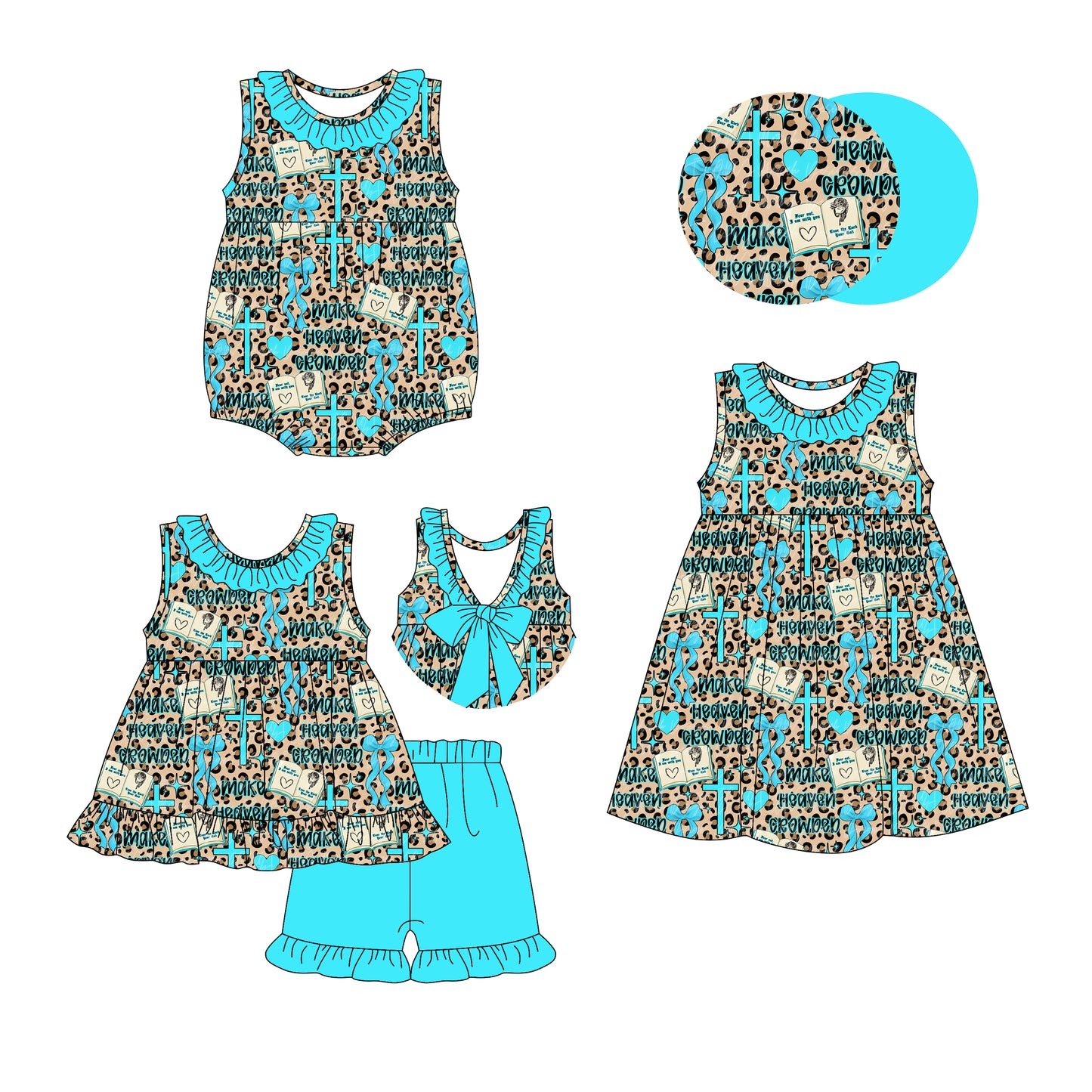 25.12.30 custom each style moq 5 eta 6-8week Sibling Sister easter bow baby short sleeve shorts sets and romper and dress match design