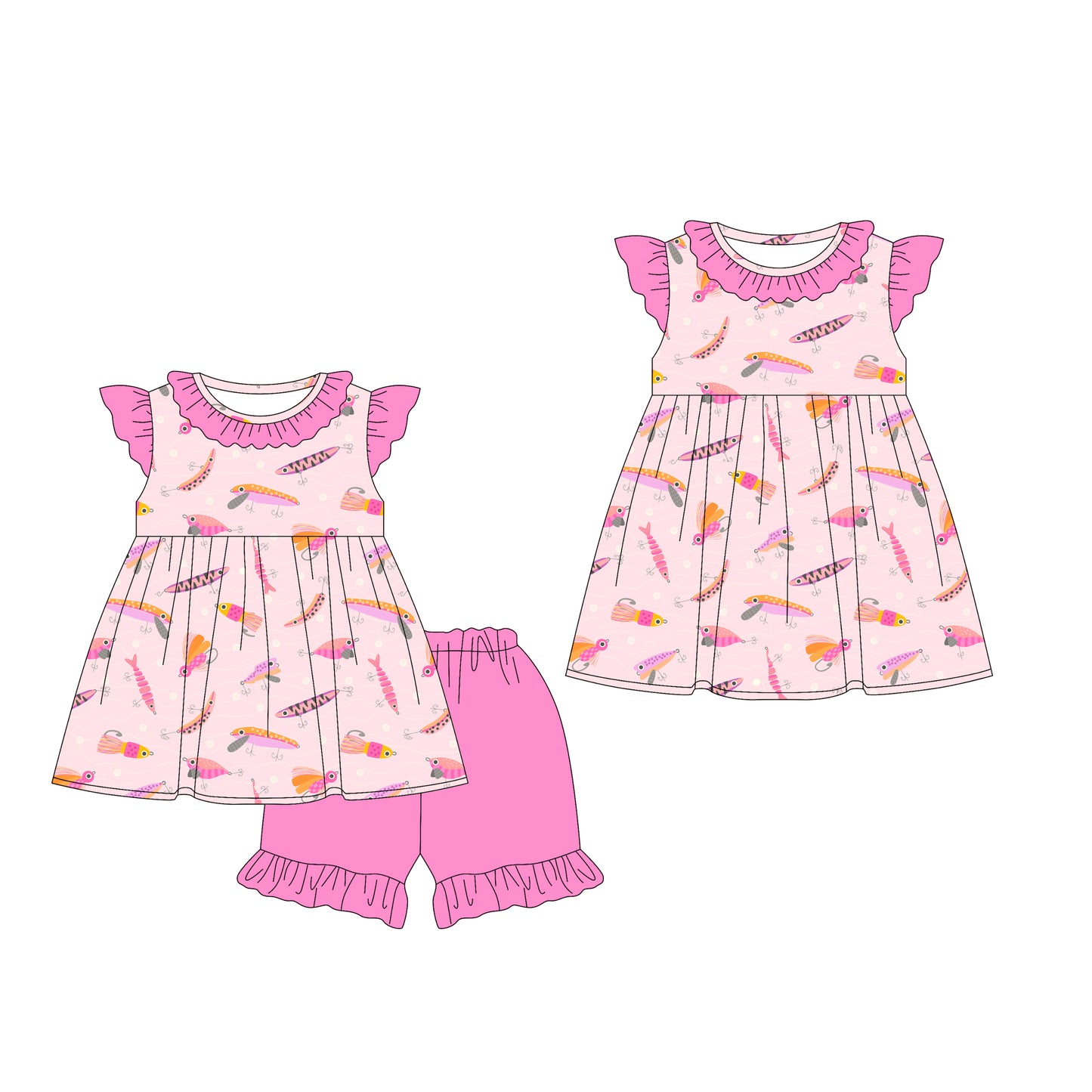 25.12.24 custom each style moq 5 eta 6-8week Sibling Sister baby short sleeve shorts sets and dress match design
