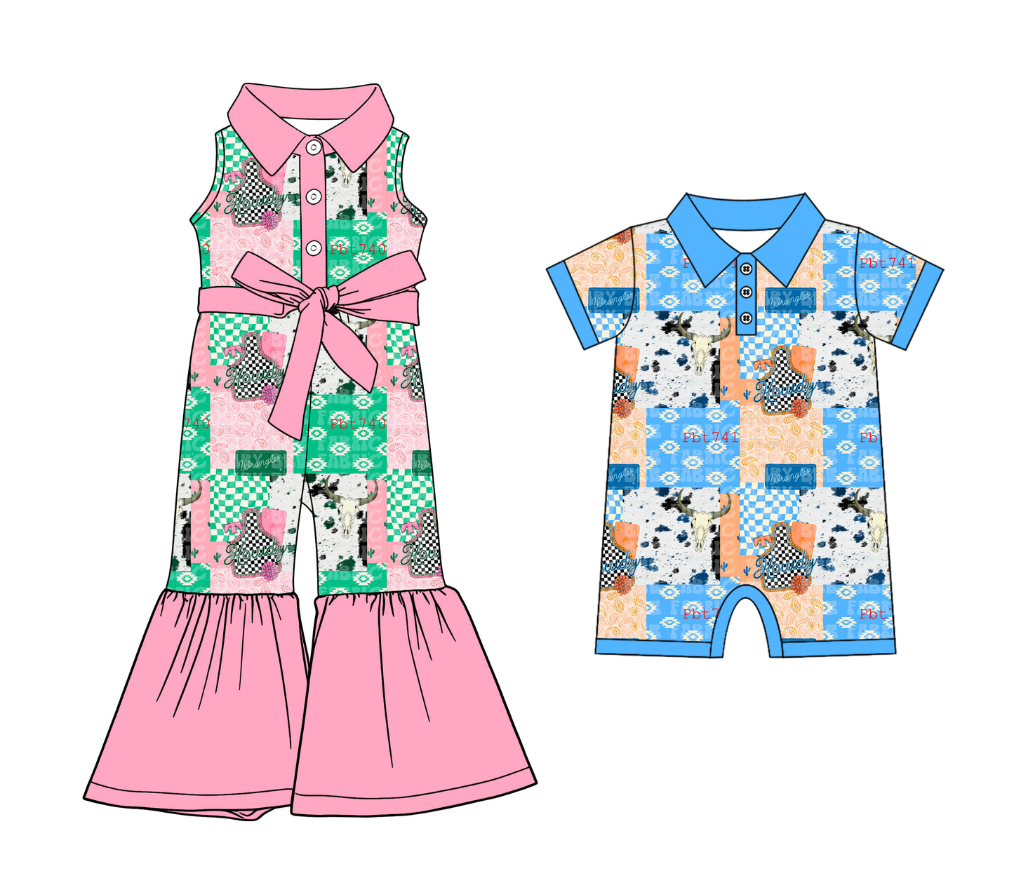 25.12.8 custom each style moq 5 eta 6-8week Sibling Sister cow head baby girl short sleeve romper and jumpsuit match design