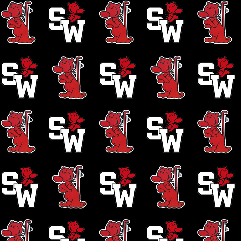 mascot Jeeps skirt black red, white & black with the mascot custom school set