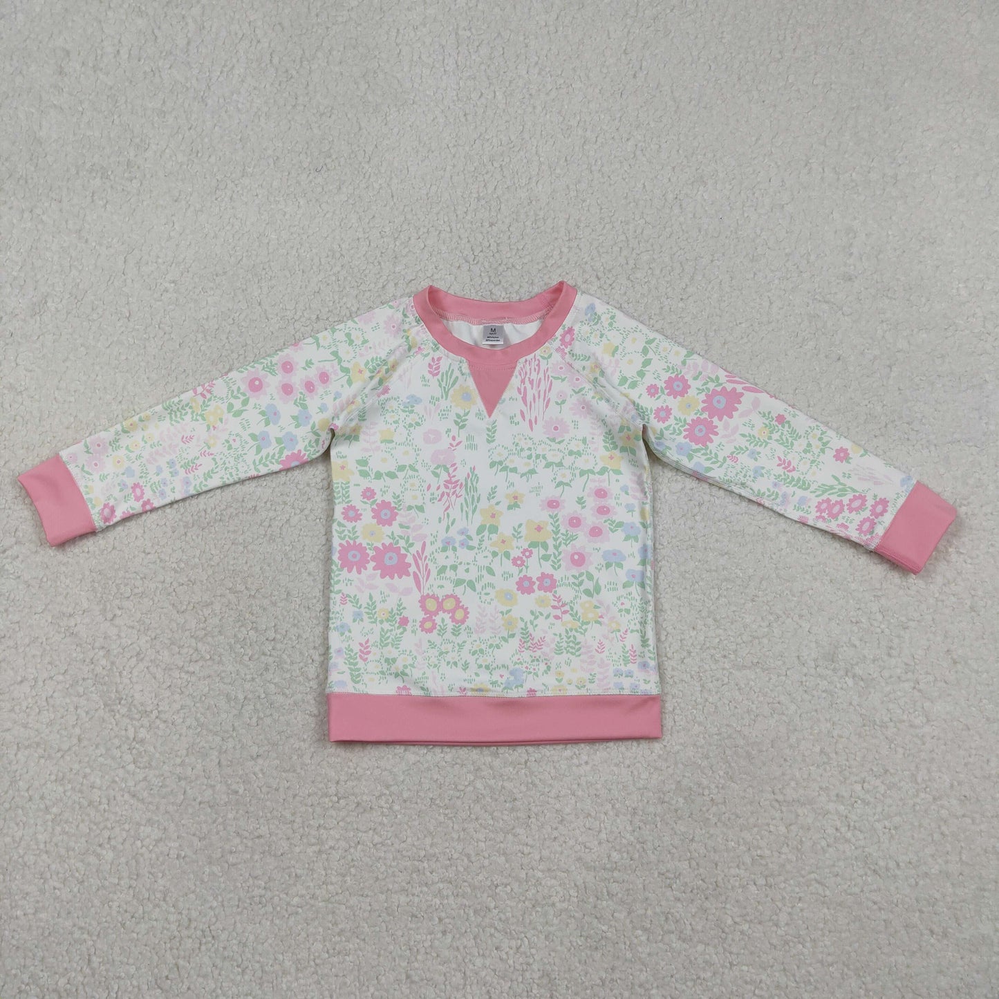 RTS NO MOQ(In Stock) Floral Leaf Pink-White Yoga Long-Sleeve Top