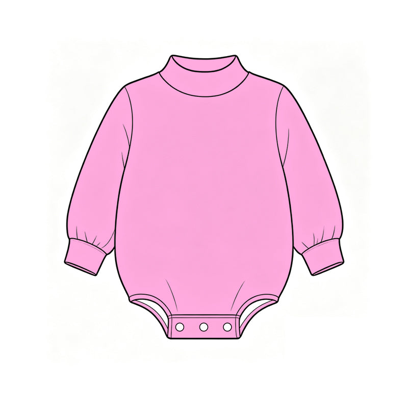 Custom moq 5 boys Blank Cotton Jumpsuit Light Pink Long-sleeve high-neck Jumpsuit