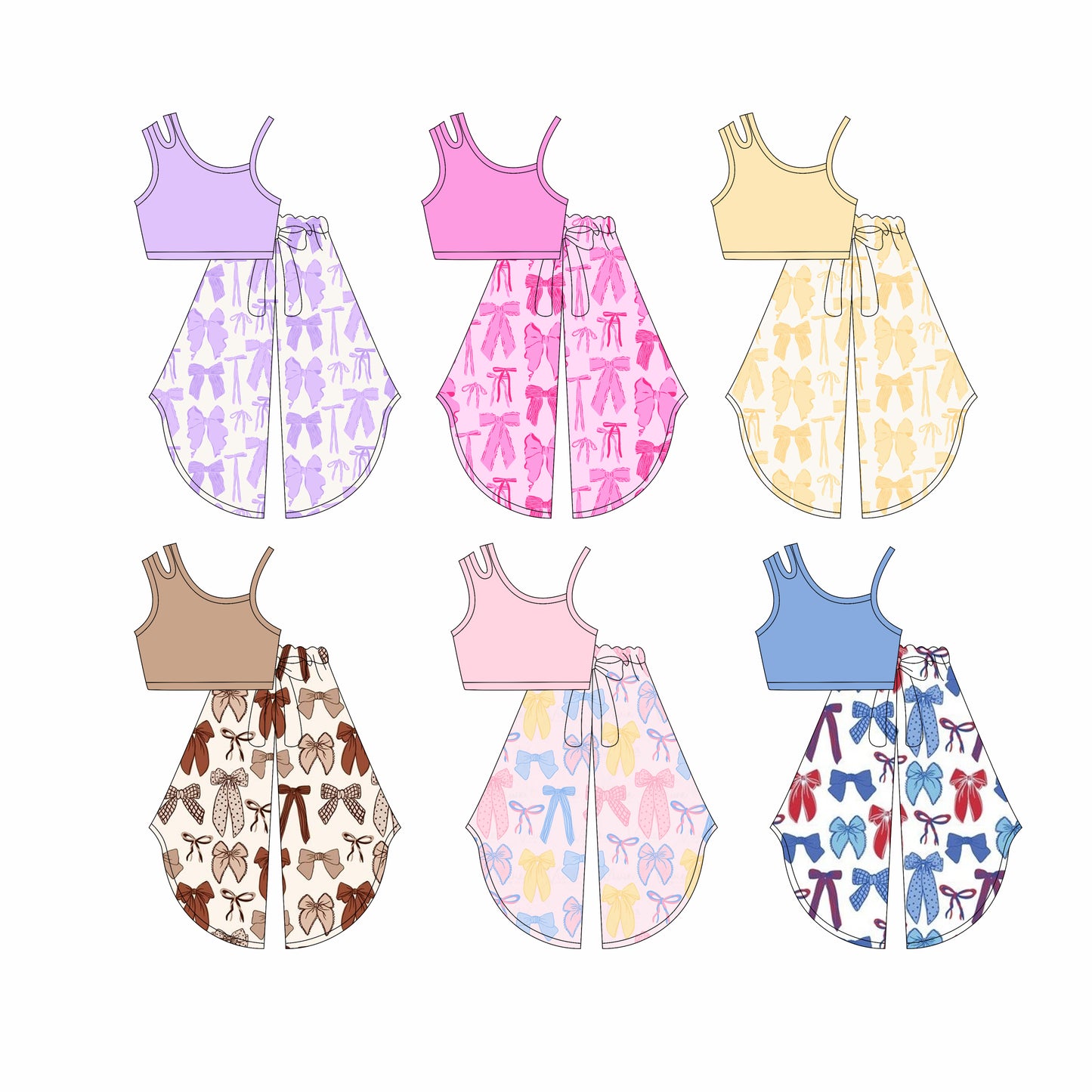 4.1 custom each style moq 5eta 4-6week Sibling Sisters baby girl short sleeve pants sets and sets 6 match family design