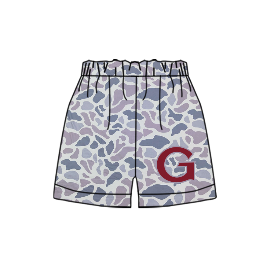 Custom moq 5 mix size milk silk summer teams Children's Camouflage Shorts Gray Color Clothing
