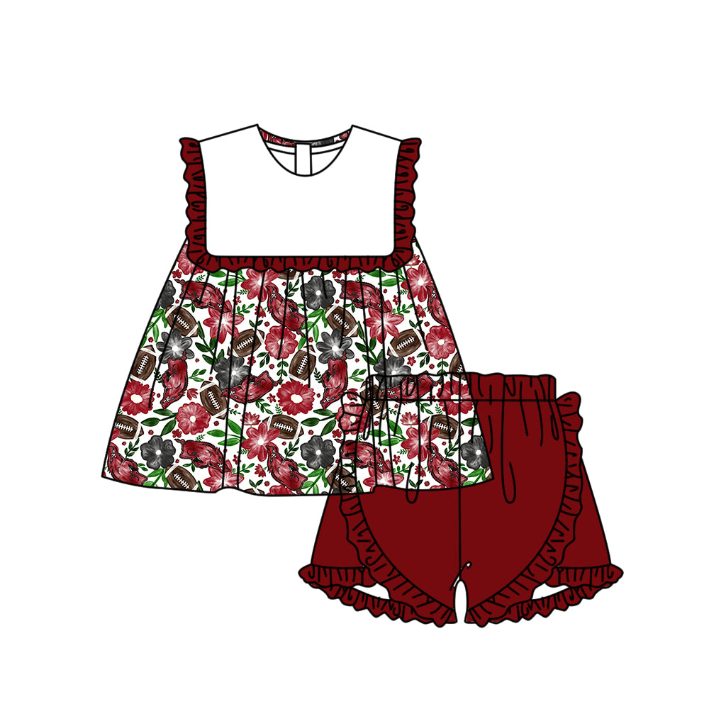 Custom moq 5 mix size milk silk summer teams Baby Girl Red Sleeveless Top And Shorts Set Sleeveless Skirt Set Yoga Dress Romper