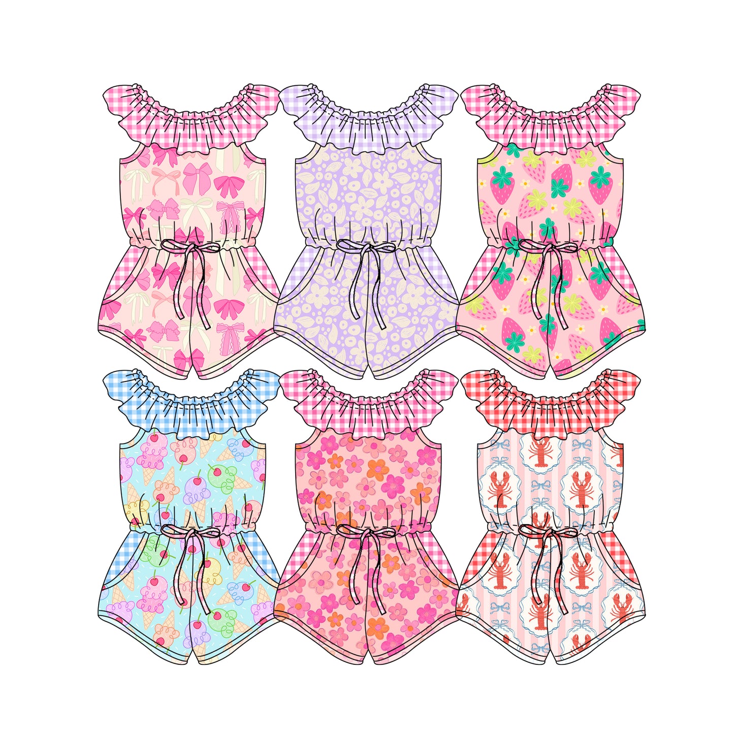 25.12.26 custom each style moq 5 eta 6-8week Sibling Sisters baby girl clothes short sleeve jumpsuits 6 match family design