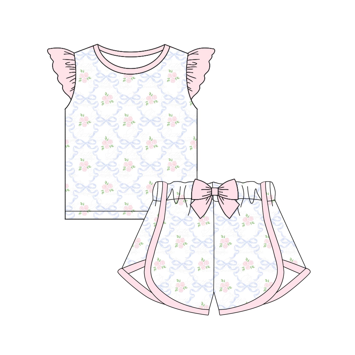 11.15 custom each style moq 5eta 4-6week Sibling Sister baby girl short sleeve shorts floral sets 1 and sets 2 match design