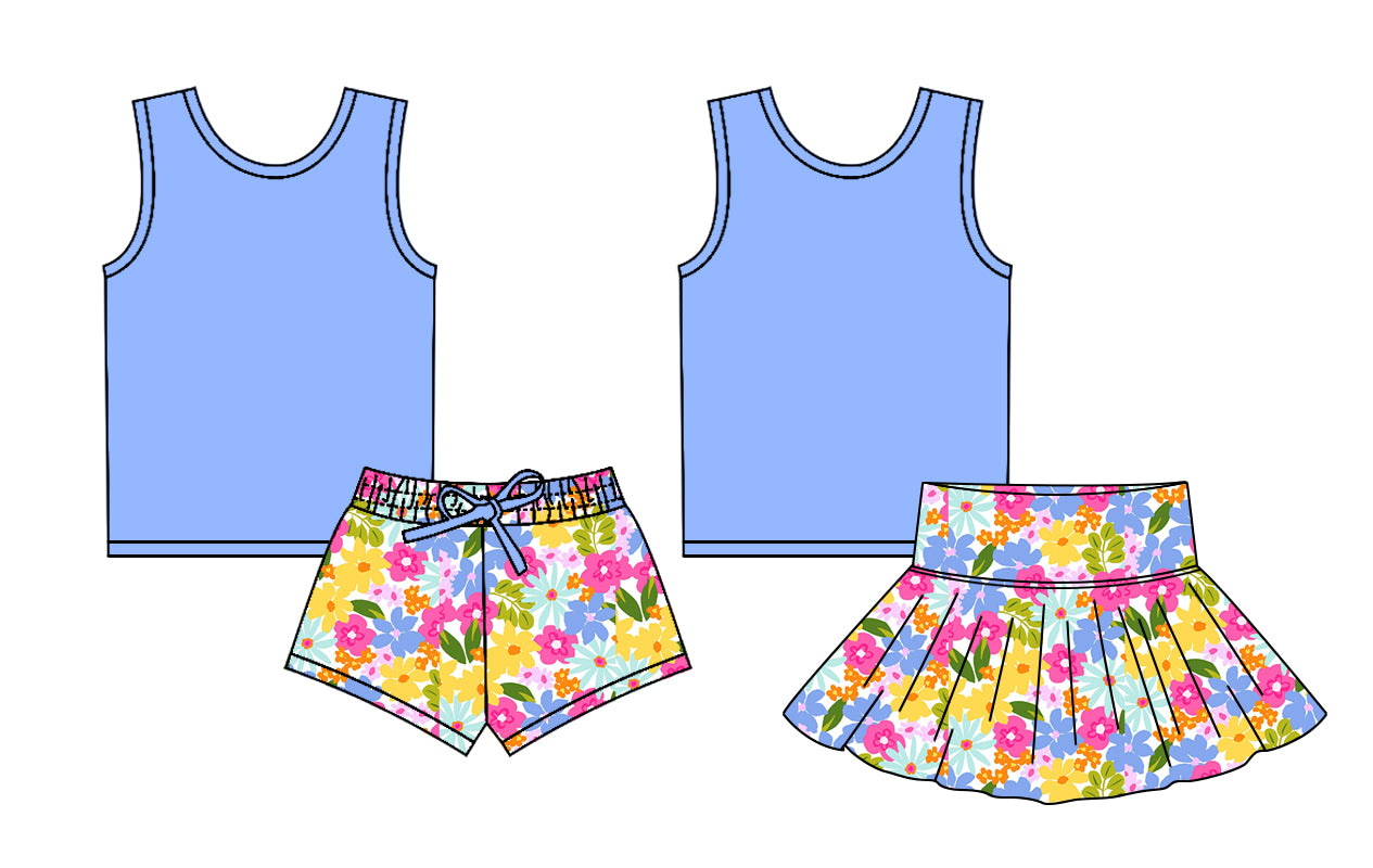 2.17 custom each style moq 5eta 4-6week Sibling Sister floral baby girl short sleeve shorts sets and dresses match design