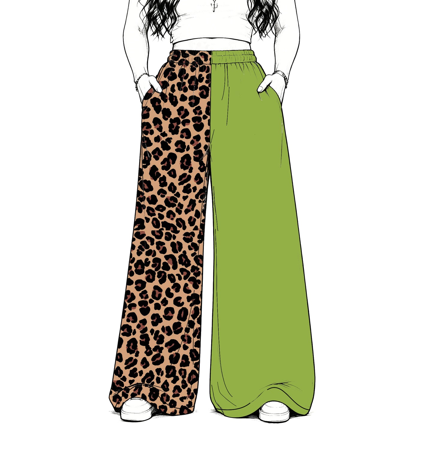 custom moq 5 mix size Baby Kids Leopard Print Olive Patchwork Team Flare Pant Casual Bottom