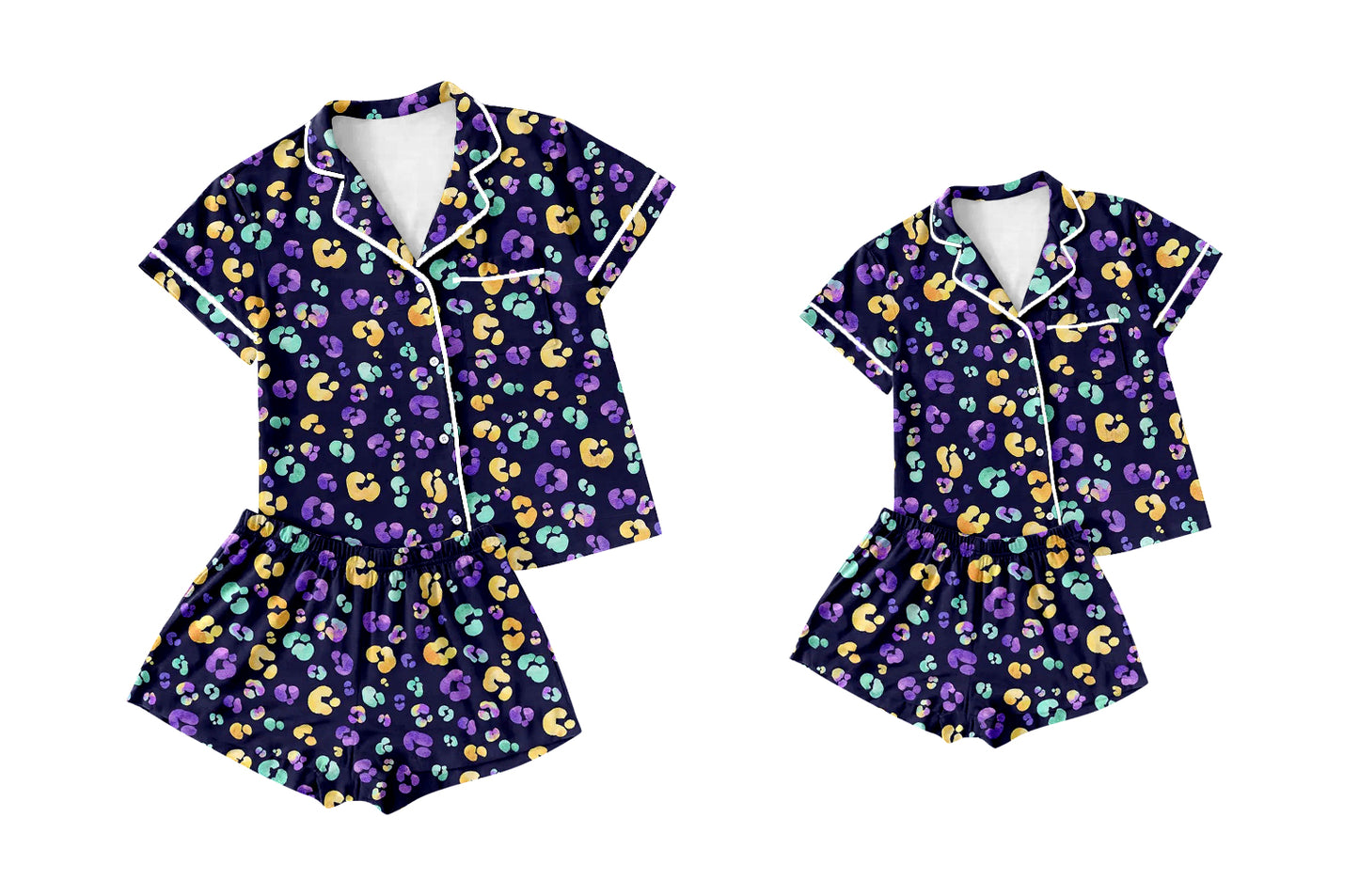 25.10.9 custom each style moq 5eta 4-6week Sibling Sister mardi gras baby short sleeve shorts sets and adult set match design