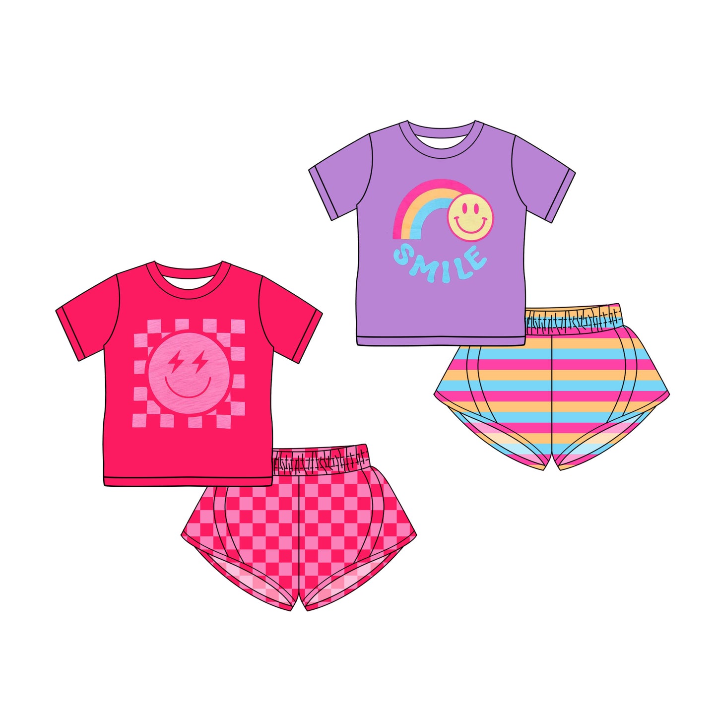 3.14 custom each style moq 5eta 4-6week Sibling Sister baby girls short sleeve set and set 2 match design