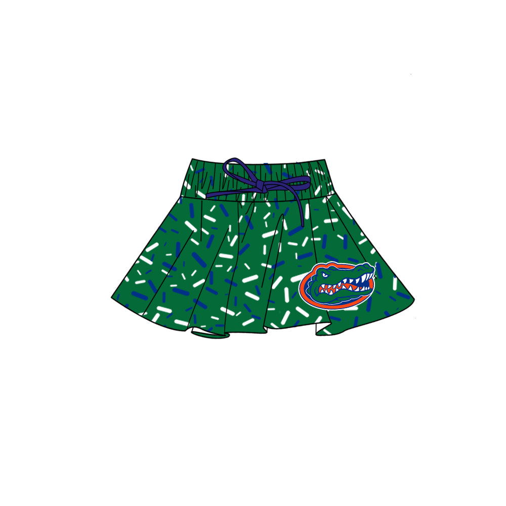 Custom summer teams baby girls clothes team green hooded long sleeve tops and dress and skirts and shorts 1 and shorts 2-25.5.8