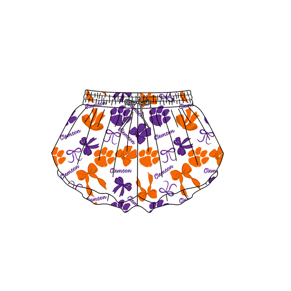 Custom moq 5 mix size milk silk summer teams Baby Girls Purple Orange Bow Vest Top Skirt Shorts Sets Sleeveless Yoga Knee Length Dresses Yoga Shorts