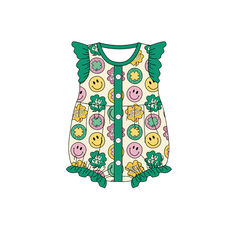 10.18 custom each style moq 5eta 4-6week Sibling Sister Four Leaf Clover green baby girl sets and dress and rompers match family design