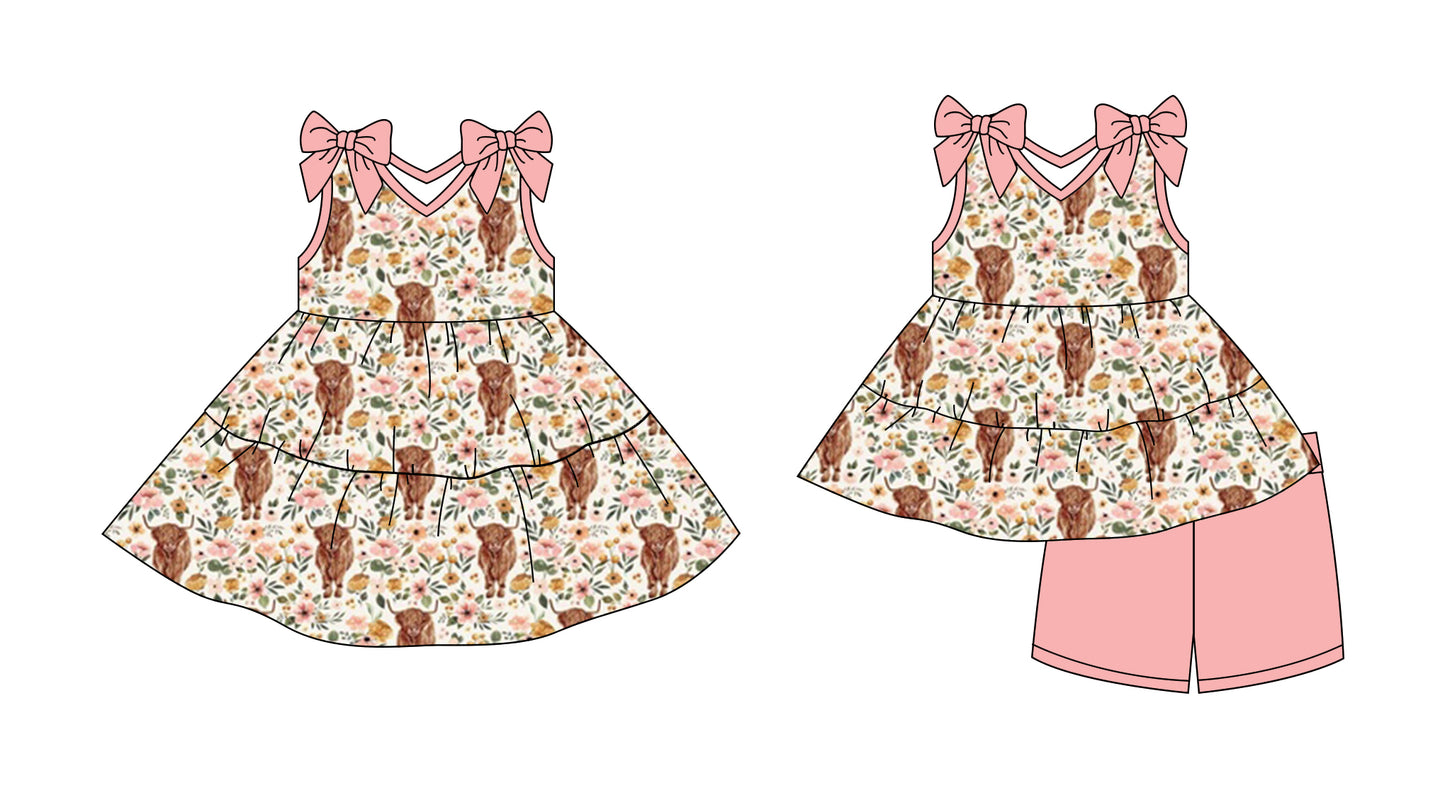 2.27 custom each style moq 5eta 4-6week Sibling Sister alpine floral baby girl short sleeve shorts sets and dresses match design