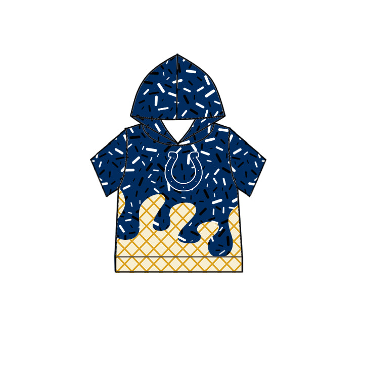 Custom summer teams baby girls clothes team blue hooded long sleeve tops and short sleeve top and dress and pants and shorts-25.6.19